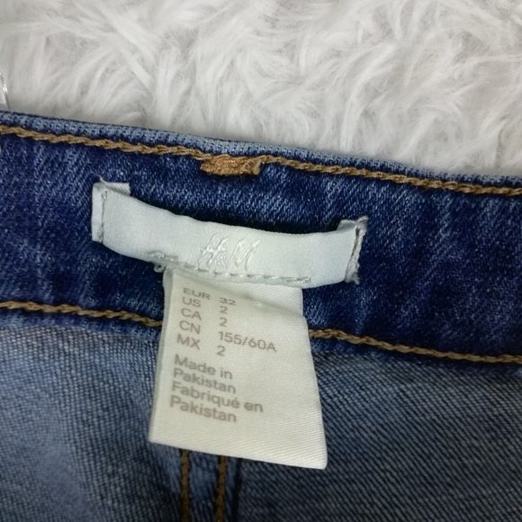 H&M Womens Jeans Skinny Ankle Blue Denim Medium Wash Ripped High Rise 2 - Picture 12 of 13